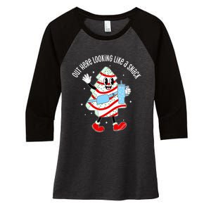 Out Here Looking Like A Snack Christmas Tree Cake Women's Tri-Blend 3/4-Sleeve Raglan Shirt