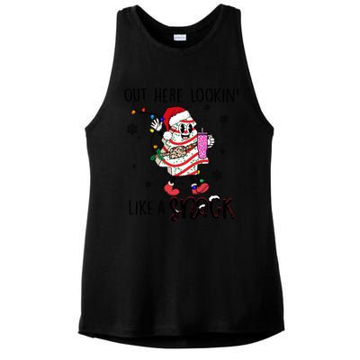 Out Here Lookin Like A Snack Funny Christmas Santa Tree Cake Gift Ladies PosiCharge Tri-Blend Wicking Tank