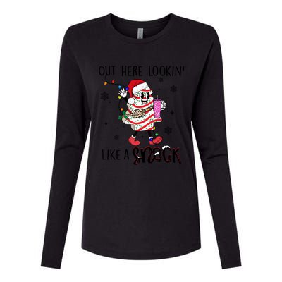 Out Here Lookin Like A Snack Funny Christmas Santa Tree Cake Gift Womens Cotton Relaxed Long Sleeve T-Shirt