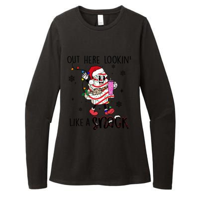 Out Here Lookin Like A Snack Funny Christmas Santa Tree Cake Gift Womens CVC Long Sleeve Shirt