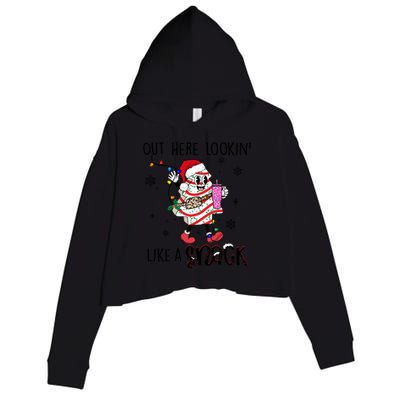 Out Here Lookin Like A Snack Funny Christmas Santa Tree Cake Gift Crop Fleece Hoodie