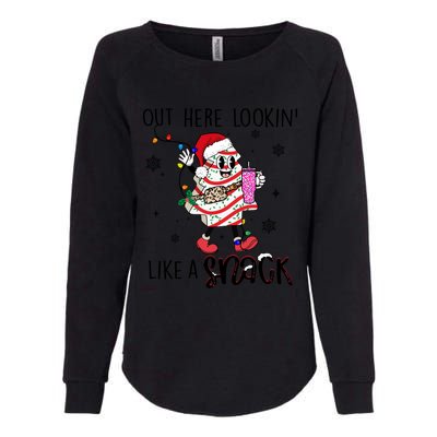 Out Here Lookin Like A Snack Funny Christmas Santa Tree Cake Gift Womens California Wash Sweatshirt