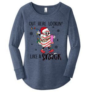 Out Here Lookin Like A Snack Funny Christmas Santa Tree Cake Gift Women's Perfect Tri Tunic Long Sleeve Shirt