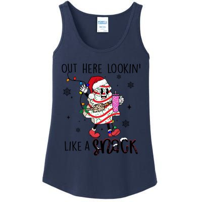 Out Here Lookin Like A Snack Funny Christmas Santa Tree Cake Gift Ladies Essential Tank