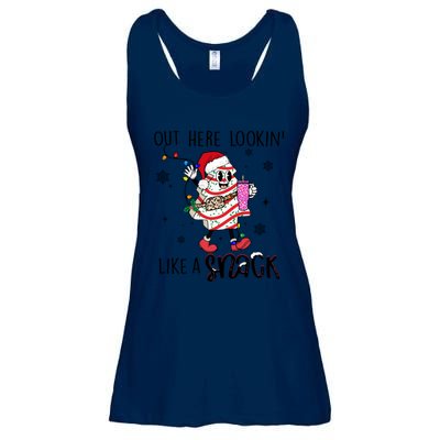 Out Here Lookin Like A Snack Funny Christmas Santa Tree Cake Gift Ladies Essential Flowy Tank