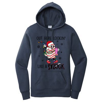 Out Here Lookin Like A Snack Funny Christmas Santa Tree Cake Gift Women's Pullover Hoodie