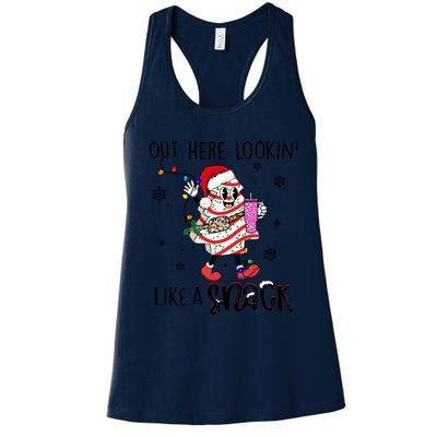 Out Here Lookin Like A Snack Funny Christmas Santa Tree Cake Gift Women's Racerback Tank