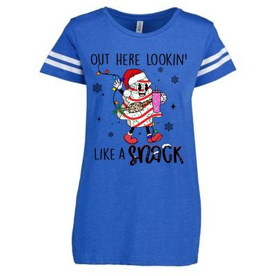 Out Here Lookin Like A Snack Funny Christmas Santa Tree Cake Gift Enza Ladies Jersey Football T-Shirt