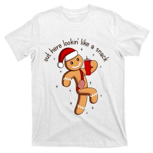 Out Here Lookin Like A Snack Boujee Christmas Funny Dancing Gingerbread T-Shirt