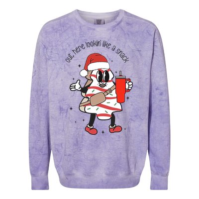 Out Here Lookin Like A Snack Stanley Tumbler Xmas Tree Cake Gift Colorblast Crewneck Sweatshirt