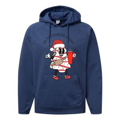 Out Here Lookin Like A Snack Stanley Tumbler Xmas Tree Cake Gift Performance Fleece Hoodie