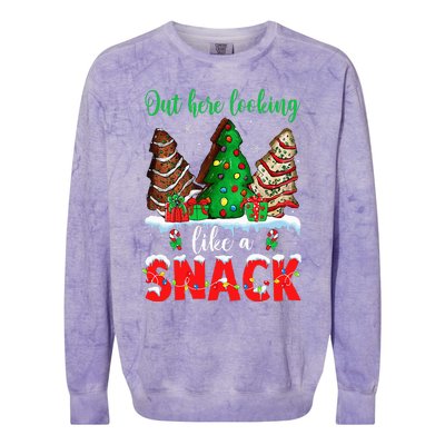 Out Here Looking Like A Snack Christmas Trees Cakes Debbie Colorblast Crewneck Sweatshirt