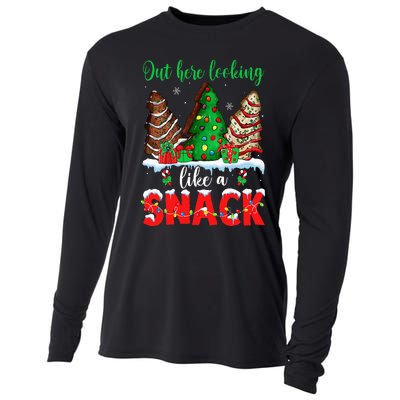 Out Here Looking Like A Snack Christmas Trees Cakes Debbie Cooling Performance Long Sleeve Crew