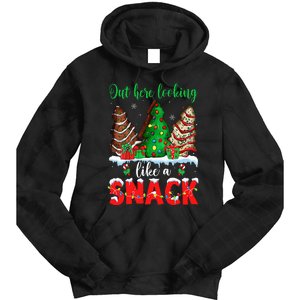 Out Here Looking Like A Snack Christmas Trees Cakes Debbie Tie Dye Hoodie