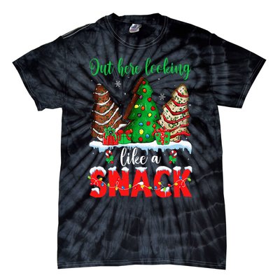 Out Here Looking Like A Snack Christmas Trees Cakes Debbie Tie-Dye T-Shirt