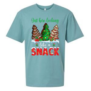 Out Here Looking Like A Snack Christmas Trees Cakes Debbie Sueded Cloud Jersey T-Shirt