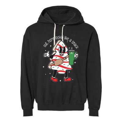 Out Here Looking Like A Snack Cute Boo Jee Xmas Trees Cakes Garment-Dyed Fleece Hoodie