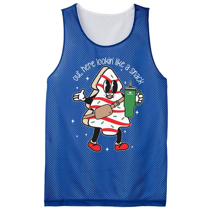 Out Here Looking Like A Snack Cute Boo Jee Xmas Trees Cakes Mesh Reversible Basketball Jersey Tank