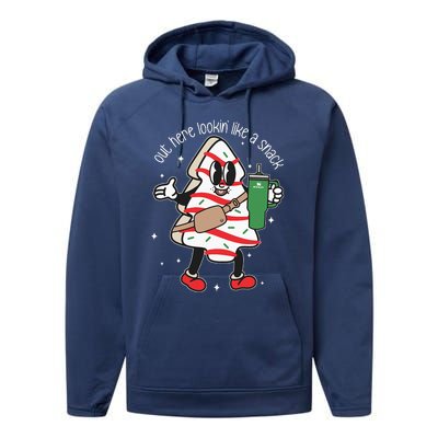 Out Here Looking Like A Snack Cute Boo Jee Xmas Trees Cakes Performance Fleece Hoodie