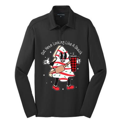 Out Here Looking Like A Snack Cute Xmas Tree Cake Christmas Silk Touch Performance Long Sleeve Polo