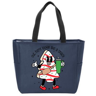 Out Here Looking Like A Snack Cute Xmas Christmas Tree Cake Zip Tote Bag