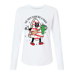 Out Here Looking Like A Snack Cute Xmas Christmas Tree Cake Womens Cotton Relaxed Long Sleeve T-Shirt