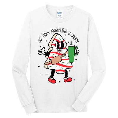 Out Here Looking Like A Snack Cute Xmas Christmas Tree Cake Tall Long Sleeve T-Shirt