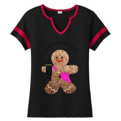 out here looking like a snack gingerbread man Ladies Halftime Notch Neck Tee