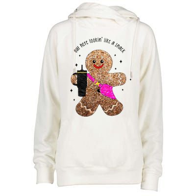 out here looking like a snack gingerbread man Womens Funnel Neck Pullover Hood