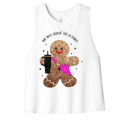 out here looking like a snack gingerbread man Women's Racerback Cropped Tank