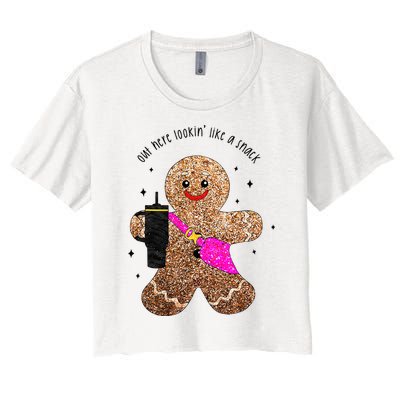 out here looking like a snack gingerbread man Women's Crop Top Tee