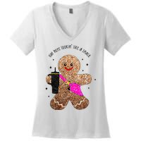 out here looking like a snack gingerbread man Women's V-Neck T-Shirt