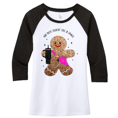 out here looking like a snack gingerbread man Women's Tri-Blend 3/4-Sleeve Raglan Shirt