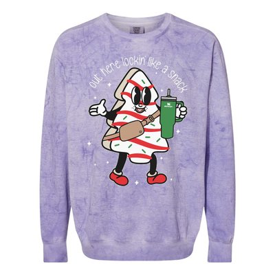 Out Here Looking Like A Snack Cute Boo Jee Xmas Trees Cakes Colorblast Crewneck Sweatshirt