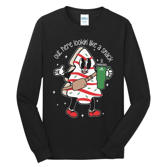 Out Here Looking Like A Snack Cute Boo Jee Xmas Trees Cakes Tall Long Sleeve T-Shirt