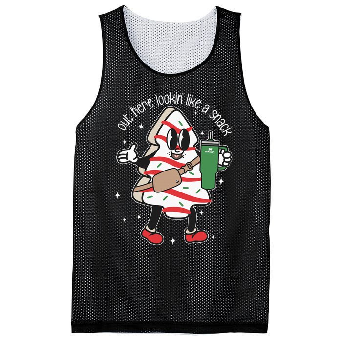 Out Here Looking Like A Snack Cute Boo Jee Xmas Trees Cakes Mesh Reversible Basketball Jersey Tank