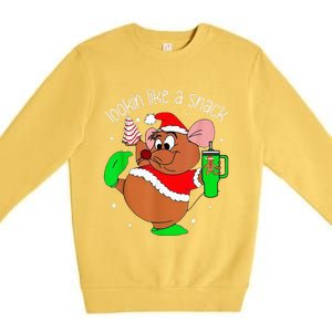 Out Here Looking Like A Snack Funny Mouse Christmas Premium Crewneck Sweatshirt