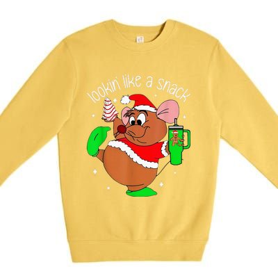 Out Here Looking Like A Snack Funny Mouse Christmas Premium Crewneck Sweatshirt