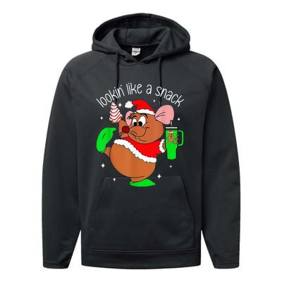 Out Here Looking Like A Snack Funny Mouse Christmas Performance Fleece Hoodie