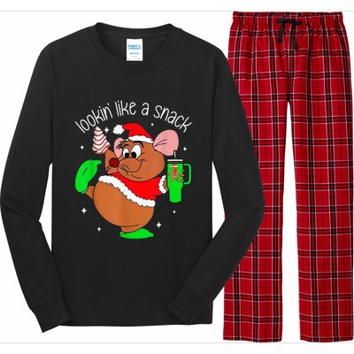 Out Here Looking Like A Snack Funny Mouse Christmas Long Sleeve Pajama Set