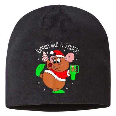 Out Here Looking Like A Snack Funny Mouse Christmas Sustainable Beanie