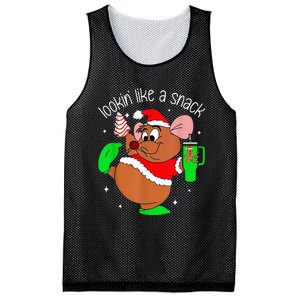 Out Here Looking Like A Snack Funny Mouse Christmas Mesh Reversible Basketball Jersey Tank