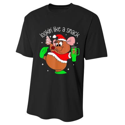 Out Here Looking Like A Snack Funny Mouse Christmas Performance Sprint T-Shirt