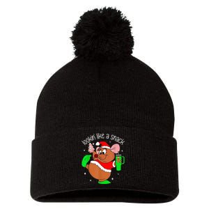 Out Here Looking Like A Snack Funny Mouse Christmas Pom Pom 12in Knit Beanie