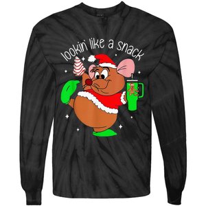 Out Here Looking Like A Snack Funny Mouse Christmas Tie-Dye Long Sleeve Shirt