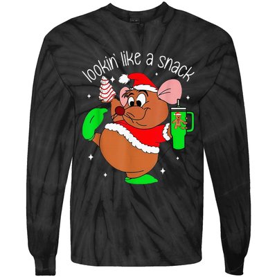 Out Here Looking Like A Snack Funny Mouse Christmas Tie-Dye Long Sleeve Shirt