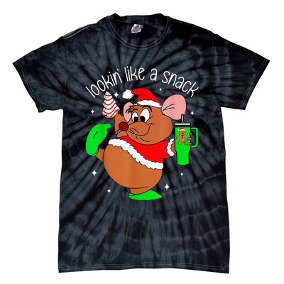 Out Here Looking Like A Snack Funny Mouse Christmas Tie-Dye T-Shirt