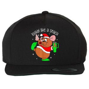 Out Here Looking Like A Snack Funny Mouse Christmas Wool Snapback Cap