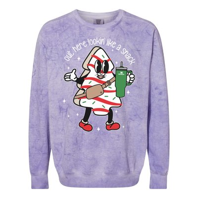 Out Here Looking Like A Snack Cute Boo Jee Xmas Trees Cakes Colorblast Crewneck Sweatshirt