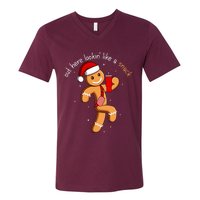 Out Here Looking Like A Snack Funny Boujee Xmas Gingerbread V-Neck T-Shirt